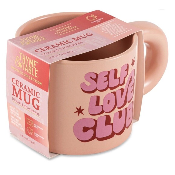 Thyme & Table "Self Love Club" Ceramic Mug Stoneware Coffee Inspired Collection - Picture 2 of 2